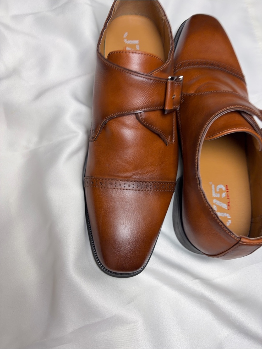 Men's Tan Leather Monk Strap Dress Shoes